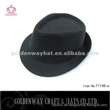 Schwarze Fedora Hut mit Band Polyester Mode für Männer trilby Fedora Hut Großhandel